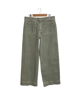 Soeur Harry Wide Leg Jeans Olive Green High Rise Patch Pocket Denim Size 40 or 8